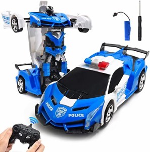 青 充電式 WEECOC. 多機能 ラジコンカー RCカー 電動RCカー おもちゃの車 ロボットに変換 安定性高い 耐衝撃 子供おもちゃ 人気 プレゼン