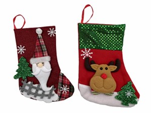 2PCS クリスマスの靴下 サンタクロース 雪だる クリスマス 靴下 ソックス サンタ ギフト袋 2枚入 クリスマスストッキング 可愛い サンタ