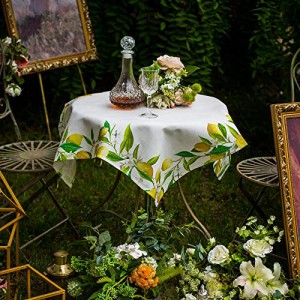 レモン_140X140CM ARTABLE HOME 絶妙なプリントのテーブルクロス、エレガントな気質、キッチンの家族の休日のパーティーの装飾に適してい