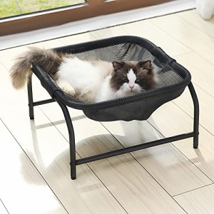 M-四角型_グレー JUNSPOW 猫ハンモック【デブ猫のために特別に設計 】猫ベッド犬猫用ベッド 自立式 安定な構造 取り外し可能 猫寝床 ネコ