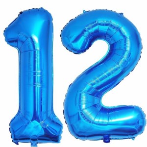 12 また 21_青い Vthoviwa 約100cm バルーンアルミ12 / 21 ヘリウム風船 数字バルーン12 / 21青い 誕生日 カーニバル 飾り付け記念日パー