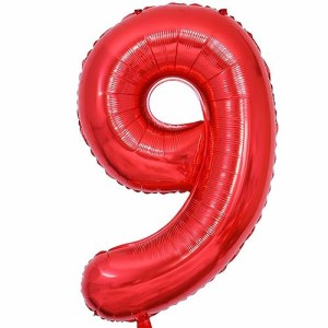 9_赤 Vthoviwa 約100cm バルーンアルミ9 ヘリウム風船 数字バルーン9赤 誕生日 カーニバル 飾り付け記念日パーティー装飾赤9 男女兼用 40