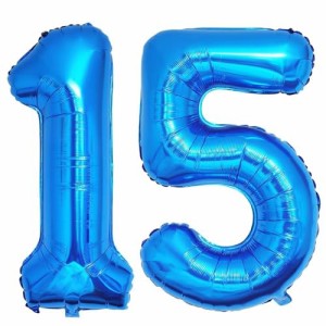 15 また 51_青い Vthoviwa 約100cm バルーンアルミ15 / 51 ヘリウム風船 数字バルーン15 / 51青い 誕生日 カーニバル 飾り付け記念日パー