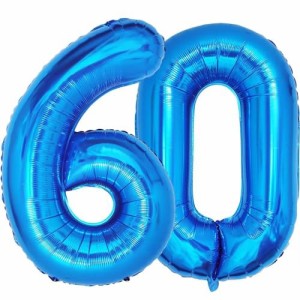 60_青い Vthoviwa 約100cm バルーンアルミ60 ヘリウム風船 数字バルーン60青い 誕生日 カーニバル 飾り付け記念日パーティー装飾青い60 