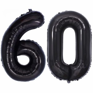 60_ブラック Vthoviwa 約100cm バルーンアルミ60 ヘリウム風船 数字バルーン60ブラック 誕生日 カーニバル 飾り付け記念日パーティー装飾