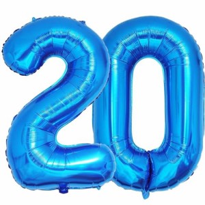 20_青い Vthoviwa 約100cm バルーンアルミ20 ヘリウム風船 数字バルーン20青い 誕生日 カーニバル 飾り付け記念日パーティー装飾青い20 