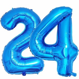 24 また 42_青い Vthoviwa 約100cm バルーンアルミ24 / 42 ヘリウム風船 数字バルーン24 / 42青い 誕生日 カーニバル 飾り付け記念日パー