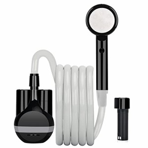 ブラック#2 innhom ポータブルシャワー USB充電式 手元止水 アウトドア シャワー 電動 車用 簡易シャワー キャンプ 釣り 海水浴 サーフィ