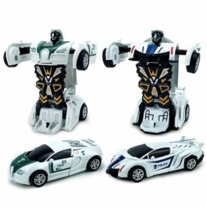 変身ロボットー2P 車 おもちゃ ロボット 変身 変形ドライブカー パトカー ロボット おもちゃ 子供 おもちゃ ワンクリック変形 男の子 可