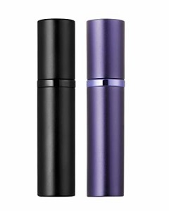 2pcs、黒 紫 AlxMuNao アトマイザー 香水 スプレー 噴霧器 携帯用 詰め替え 容器 香水用 香水化粧水噴霧器 機内持ち込み可能 プッシュ式 
