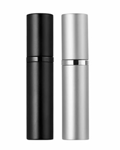 2pcs、黒 シルバー AlxMuNao アトマイザー 香水 スプレー 噴霧器 携帯用 詰め替え 容器 香水用 香水化粧水噴霧器 機内持ち込み可能 プッ
