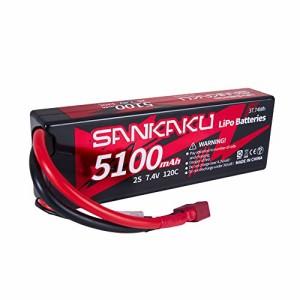 SANKAKU 2S リポバッテリー 7.4V 120C 5100mAh リポハードケース ディーンズTプラグ付き RC車両 RCカー トラック バギーモデル用