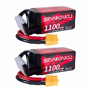 SANKAKU 2PCS 1100mAh 6S リポ電池 22.2V 120C ソフトパック にXT60 付き コネクタにー適用 RC FPVドローンヘリコプタークワッドコプター