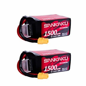 SANKAKU 2PCS 6S 1500mAhリポ電池 22.2V 120C ソフトパック にXT60 付き コネクタにー適用 RC FPVドローンヘリコプタークワッドコプター