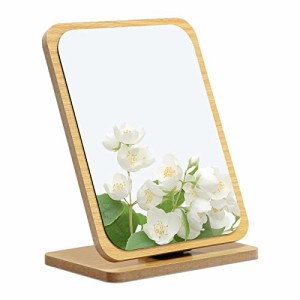 Medium BESTOOL 化粧鏡 卓上ミラー 木製鏡 90°角度調整 化粧ミラー