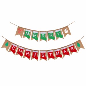 装飾 バナー アゲハチョウバナー クリスマス メリークリスマス パーティーバナー ナチュラル 黄麻布 アゲハチョウ旗