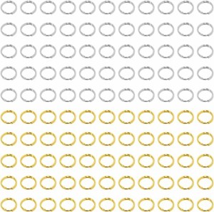 6mm_ゴールド+シルバー 二重丸カン 二重リング 約600個入り 金具セット 基礎パーツ ジュエリー DIY用 手芸用品 アクセサリーパーツ ハン