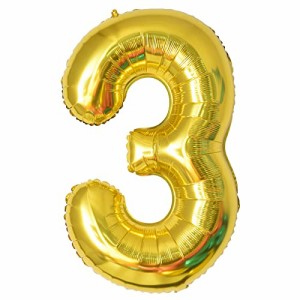 3_ゴールド 40インチ 誕生日 数字バルーン 数字 0〜9 風船 バースデー デコレーション ストロー 付き バースデー パーティー 誕生日 飾り