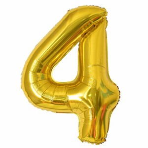4_ゴールド 40インチ 誕生日 数字バルーン 数字 0〜9 風船 バースデー デコレーション ストロー 付き バースデー パーティー 誕生日 飾り