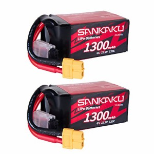 SANKAKU 2PCS 1300mAh 6S リポ電池 22.2V 120CソフトパックXT60コネクター付き適用 RC FPV ヘリコプタードローンクワッドコプターレーシ