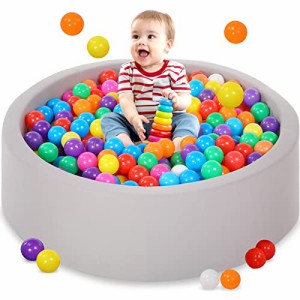 グレー ボールプール 円形フォームプール 室内遊具 高密度フォーム 柔らかい質感 ベビー・赤ちゃん・子供 知育玩具 ボールハウス カラー