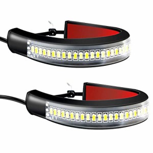 36連 LEDデイライト12V 流れるウィンカーLEDテープフロントフォーク 取付け シーケンシャル デイライト バイク36連 白/黄 3本線 2個セッ