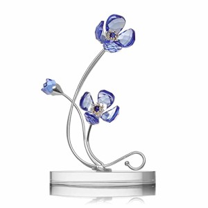 藍色 LONGWIN クリスタルバイオレットの花の小さな彫刻ガラスの結婚式の花束コレクション小さな彫刻の装飾クリスタルの花の家の装飾-バレ