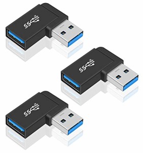 Poyiccot USB 3.0 延長 L型アダプタ 、USB L字 USB L型アダプタ、USB 変換アダプタ L字 (タイプAオス- タイプAメス）左右90° 方向変換 