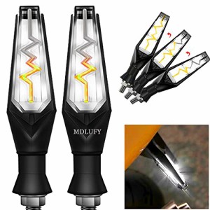 スタイル D_ホワイト MDLUFY バイク シーケンシャル 流れのウインカー バイク LED 12V 心電図波形状は LEDウインカーライト 防水 汎用(ホ