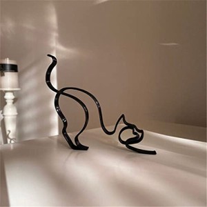 猫 WOWTAC 置物 インテリア おしゃれ 雑貨 韓国 DOG ARTワイヤーアート かわいい犬 イヌ 抽象 オブジェ アイアン モダン (猫)