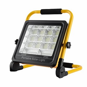 100W Makilight LED投光器 100W 太陽光エネルギー充電式 ポータブル投光器 作業灯 15000mAh電池搭載 ABS素材 折り畳み式 USBポート付 SOS