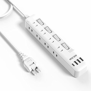 5M Mscien 電源タップ usb付き 8個AC口 1個usb-c 3個usb-a 延長コード 5m 雷ガード usb コンセント タップ oaタップ スイッチ付き 壁掛け