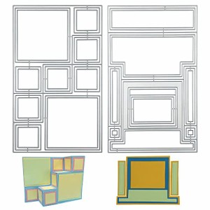 AFUNTA 3D カード形状ダイカット、長方形カード作成用ダイ 2 個 金属切断ダイ エンボスステンシル DIY スクラップブックアルバム装飾、ス