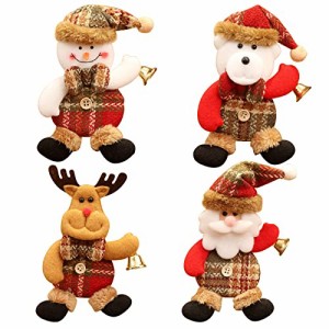 B クリスマス オーナメント 4個入り 可愛い 雪だるま トナカイ サンタクロース くま クリスマスツリー オーナメント 人形 ツリー 飾り 装