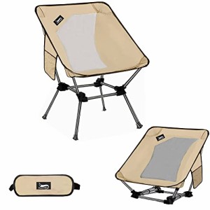 ベージュ_単品 DesertFox アウトドアチェア 2WAY キャンプ椅子 ローチェア グランドチェア 軽量 カップホルダー ポケット付き 耐荷重150k