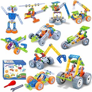 カラフル AMYCOOL 組み立て おもちゃ10-IN-1車セット ドリルおもちゃ 大工さん ロボット ヘリコプター 人気 DIY おもちゃ 男の子 女の子 