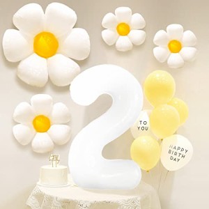 デイジー風船(数字2) 2歳 誕生日 飾り付け バースデー バルーン 大きい 数字 バルーン デイジー 飾り 風船 HAPPY BIRTHDAY フラワーバル