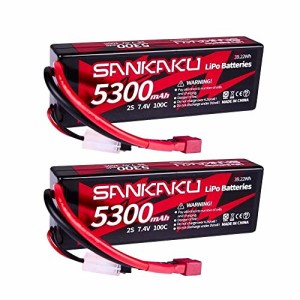 SANKAKU 5300mAh 2S Lipo バッテリー100C 7.4Vリポディーンズ T型プラグ付き、リポバッテリーハードケース、RCトラックRCトラギー RC 無