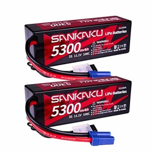 SANKAKU 5300mAh 3S Lipo バッテリー100C 11.1Vリポディーンズ EC5プラグ付き、リポバッテリーハードケース、RCトラックRCトラギー RC 無