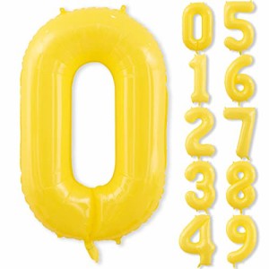 0_イエロー 40インチ 誕生日 数字バルーン 数字 0〜9 風船 バースデー デコレーション ストロー 付き バースデー パーティー 誕生日 飾り