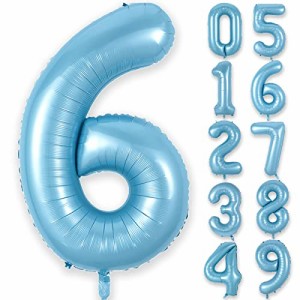 6_ブルー 40インチ 誕生日 数字バルーン 数字 0〜9 風船 バースデー デコレーション ストロー 付き バースデー パーティー 誕生日 飾り付