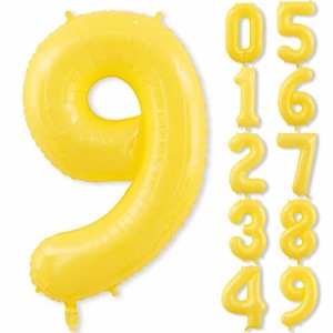 9_イエロー 40インチ 誕生日 数字バルーン 数字 0〜9 風船 バースデー デコレーション ストロー 付き バースデー パーティー 誕生日 飾り