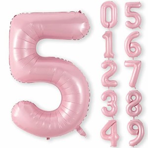 5_ピンク 40インチ 誕生日 数字バルーン 数字 0〜9 風船 バースデー デコレーション ストロー 付き バースデー パーティー 誕生日 飾り付