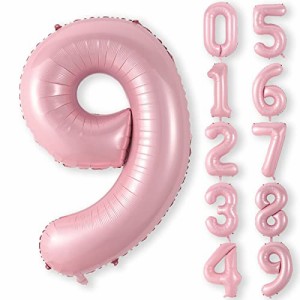9_ピンク 40インチ 誕生日 数字バルーン 数字 0〜9 風船 バースデー デコレーション ストロー 付き バースデー パーティー 誕生日 飾り付