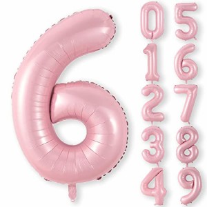 6_ピンク 40インチ 誕生日 数字バルーン 数字 0〜9 風船 バースデー デコレーション ストロー 付き バースデー パーティー 誕生日 飾り付