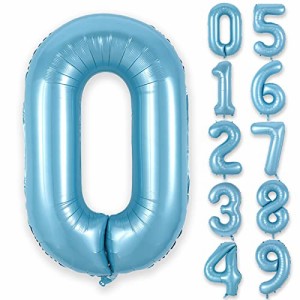 0_ブルー 40インチ 誕生日 数字バルーン 数字 0〜9 風船 バースデー デコレーション ストロー 付き バースデー パーティー 誕生日 飾り付