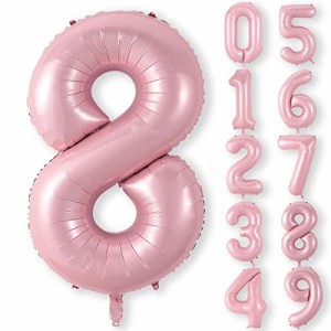 8_ピンク 40インチ 誕生日 数字バルーン 数字 0〜9 風船 バースデー デコレーション ストロー 付き バースデー パーティー 誕生日 飾り付
