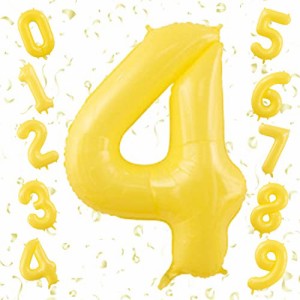 4_黄色 GOPATY数字バルーン 大きい 40インチ 約100cm ナンバーアルミ風船 誕生日飾り付け 記念日 バースデーパーティー お祝い 成人式 卒