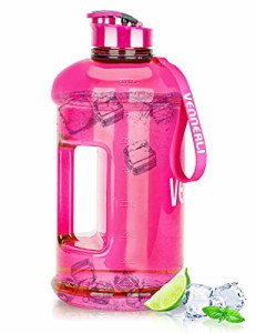 Pink VENNERLI ハーフガロンウォーターボトル 2.2L Lサイズ スポーツウォーターボトル ハンドル付き 72オンス BPAフリー 再利用可能 プラ