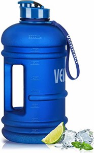 マットブルー VENNERLI ハーフガロンウォーターボトル 2.2L Lサイズ スポーツウォーターボトル ハンドル付き 72オンス BPAフリー 再利用